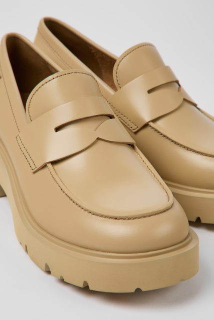 Kemperis Milah Beige Odiniai Bateliai Moterims Naujokai