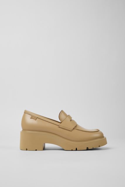 Kemperis Milah Beige Odiniai Bateliai Moterims Naujokai