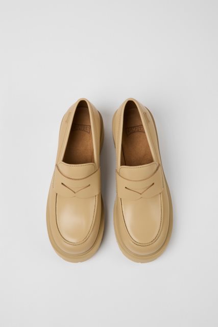 Kemperis Milah Beige Odiniai Bateliai Moterims Naujokai