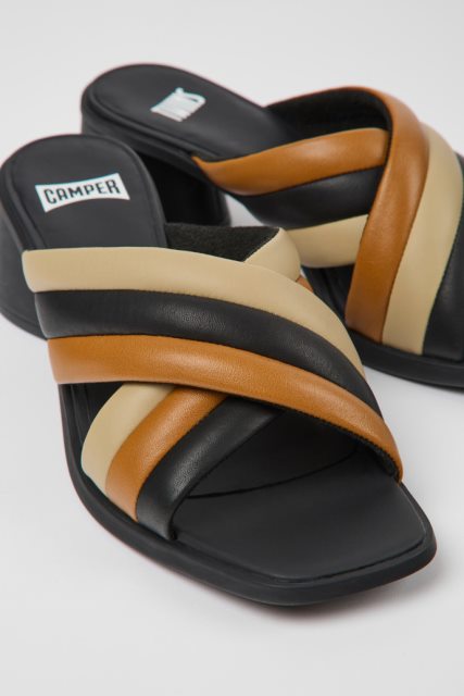 Išskirtiniai Camper Twins Margaspalviai Odiniai Sandalai Moterims