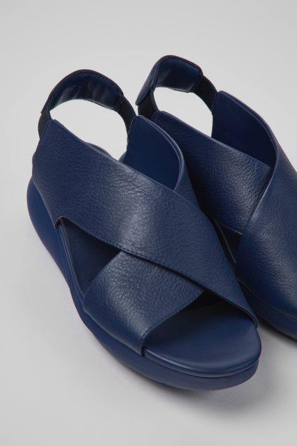 Išskirtiniai Kemperio Balioniniai Mėlyni Odiniai Sandalai Moterims