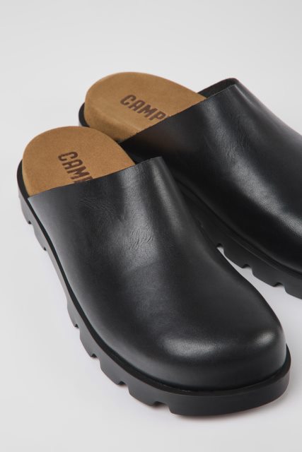 Brutus Sandal Juodos Odinės Klumpės Išskirti Vyramsnis Kemperis