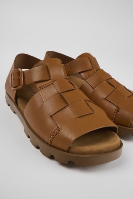 Dizaino Brutus Sandal Rudos Odinės Basutės Vyrams Kemperiui