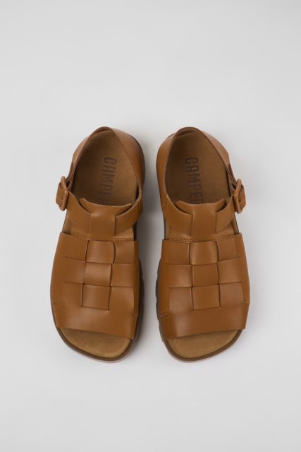 Dizaino Brutus Sandal Rudos Odinės Basutės Vyrams Kemperiui