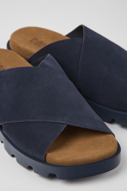 Dizaino Brutus Sandal Tamsiai Mėlynos Nubuko Basutės Vyrams Kemperiui
