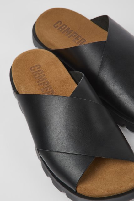 Camper Brutus Sandal Juodos Odinės Basutės Vyrams Naujokai