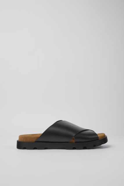 Camper Brutus Sandal Juodos Odinės Basutės Vyrams Naujokai