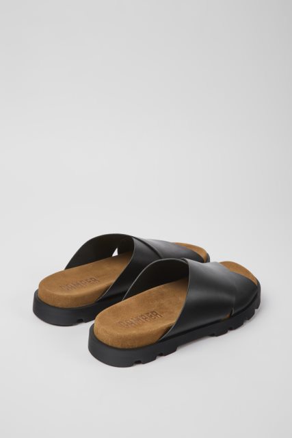 Camper Brutus Sandal Juodos Odinės Basutės Vyrams Naujokai