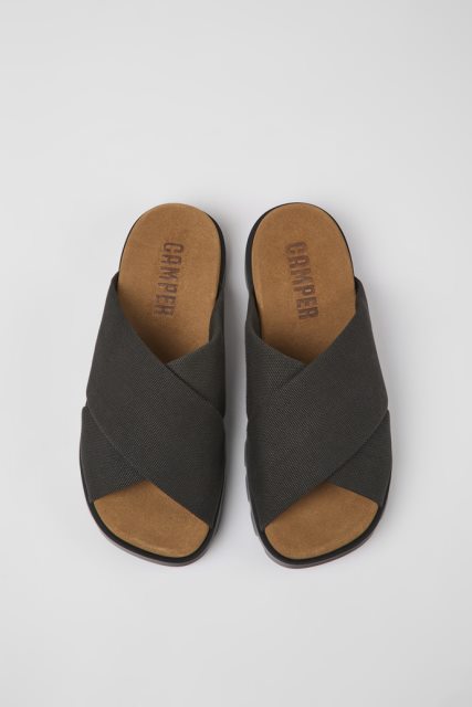 Išskirtiniai Camper Brutus Sandal Pilkos Spalvos Perdirbtos Medvilnės Basutės Vyrams