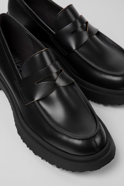 Dizaino Walden Juodi Odiniai Loafers Kemperis