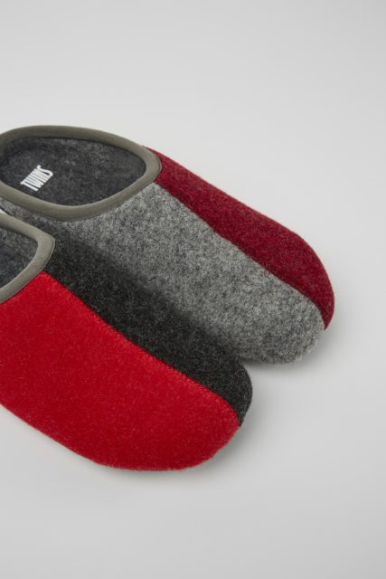 Camper Twins Bordo Raudonos Ir Pilkos Vilnos šlepetės Vyrams Naujokai