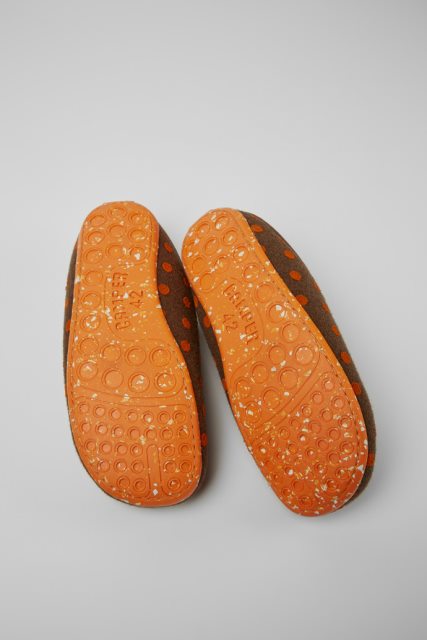 Kemperio Dizaino Wabi Rudos Ir Oranžinės Vilnos šlepetės Vyrams