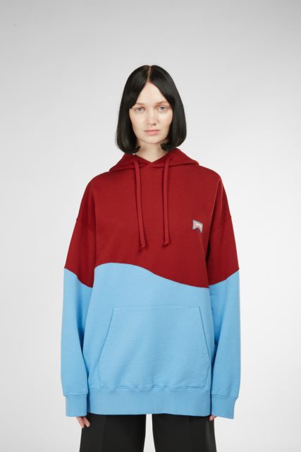 Kemperio Džemperis Bordo Ir Mėlynas Unisex Gobtuvas Naujienos