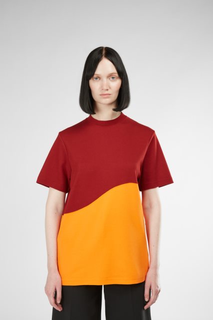 Marškinėliai Bordo Ir Oranžiniai Unisex Marškinėliai Išskirtinis Kemperis