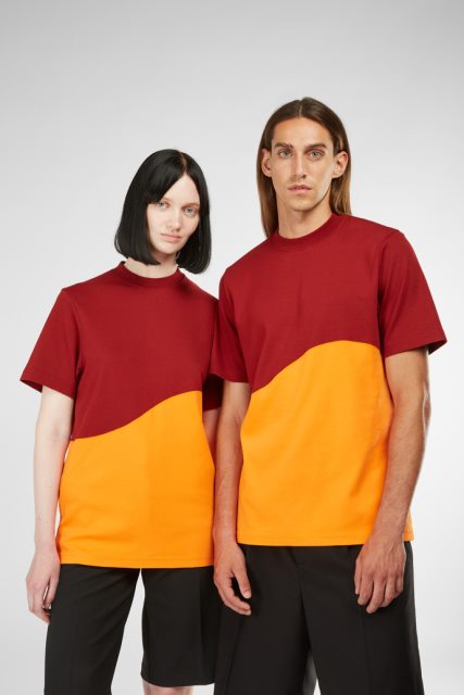 Marškinėliai Bordo Ir Oranžiniai Unisex Marškinėliai Išskirtinis Kemperis