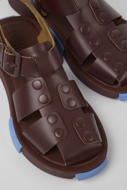 Kemperio Rinkinys Bordo Spalvos Odiniai Sandalai Moterims Naujokai