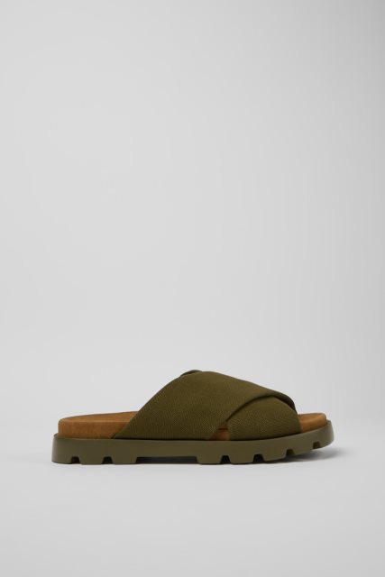 Camper Brutus Sandal Green Perdirbtos Medvilnės Basutės Vyrams Naujokai