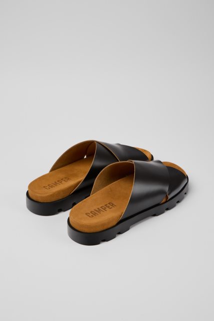 Brutus Sandal Juodos Odinės Basutės Vyrams Kemperio Naujienos