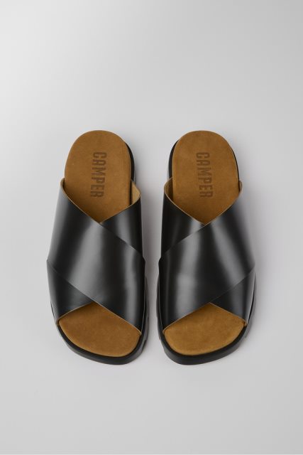 Brutus Sandal Juodos Odinės Basutės Vyrams Kemperio Naujienos