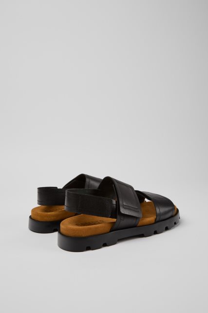 Išskirtiniai Camper Brutus Sandal Juodos Odinės Basutės Vyrams