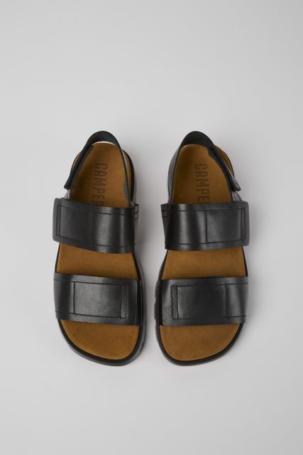 Išskirtiniai Camper Brutus Sandal Juodos Odinės Basutės Vyrams