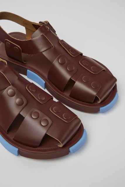 Kemperio Dizaino Rinkinys Bordo Spalvos Odiniai Sandalai Vyrams